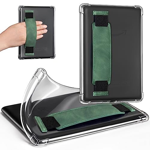 Image of CoBak Clear Case for 6 inch E-Reader with Elastic Hand Strap - Ultra-Slim Soft TPU Transparent Cover, Lightweight & Durable Protection,not Compatible with Remarkable. Emerald
