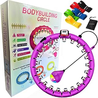 Smart Weighted Hula Ring Hoops For Adults, 24 Knots Detachable & Size Adjustable Smart Hula Hoop With Auto Rotation And 360-Degree Massage, Never Falling, Adult Fitness For Weight Loss.