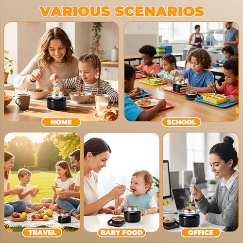 Image of Soup Thermo for Hot Food, 16.9 oz Vacuum Insulated Food Jar with 316 Stainless Steel Interior, Spoon, Bowl Lid & Non-Slip Base for School Office