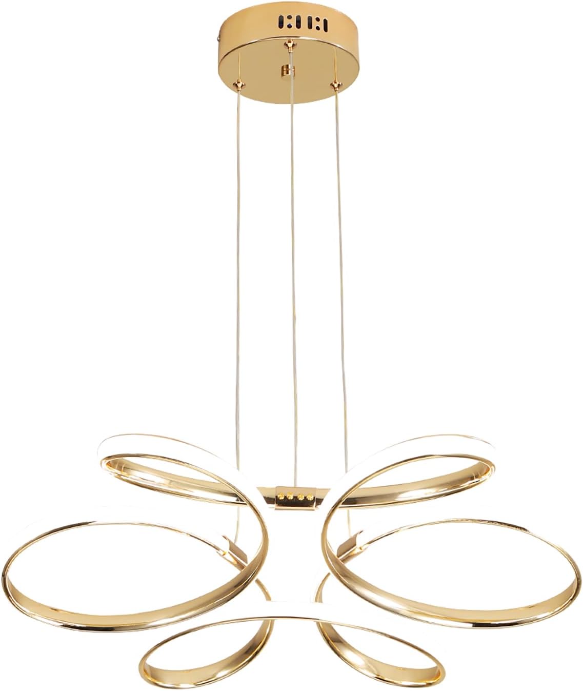 23 inch Modern Chandelier for Dining Room, Kitchen Chandelier & Entryway, Dimmable LED Pendant Light with Adjustable Height, 32W for Hallway, Living Room, Bedroom (Gold M)