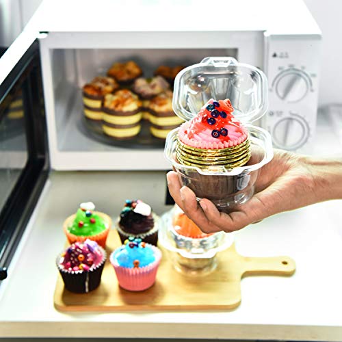 Vumdua Individual Cupcake Containers - 100 Packs Plastic Clear Cupcake Containers, Cake Cupcake Carrier Holder Boxes Dome Holders for Wedding Party, BPA-Free