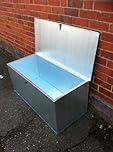 ASA METAL PRODUCTS Low Galvanised Feed Bin, Horse, Secure, Storage Bin, 112 cm (L) x 50 cm (W) x 5 cm (H), Grey