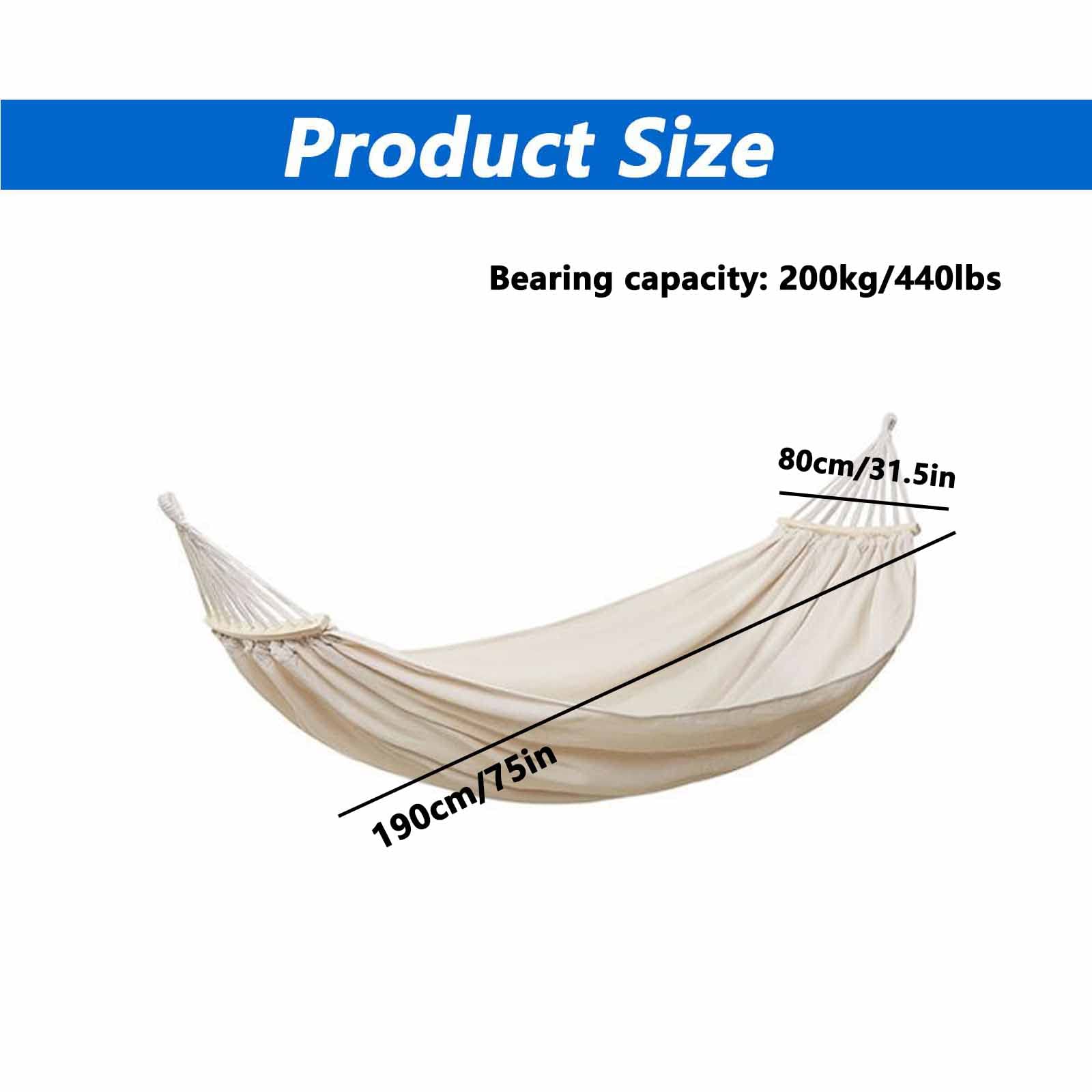 Hamac Portable, Matériau en Toile Confortable Et Durable, Taille Unique 31,5 * 75 Pouces, Adapté À La Plage, Au Camping, Au Jardin,Blanc