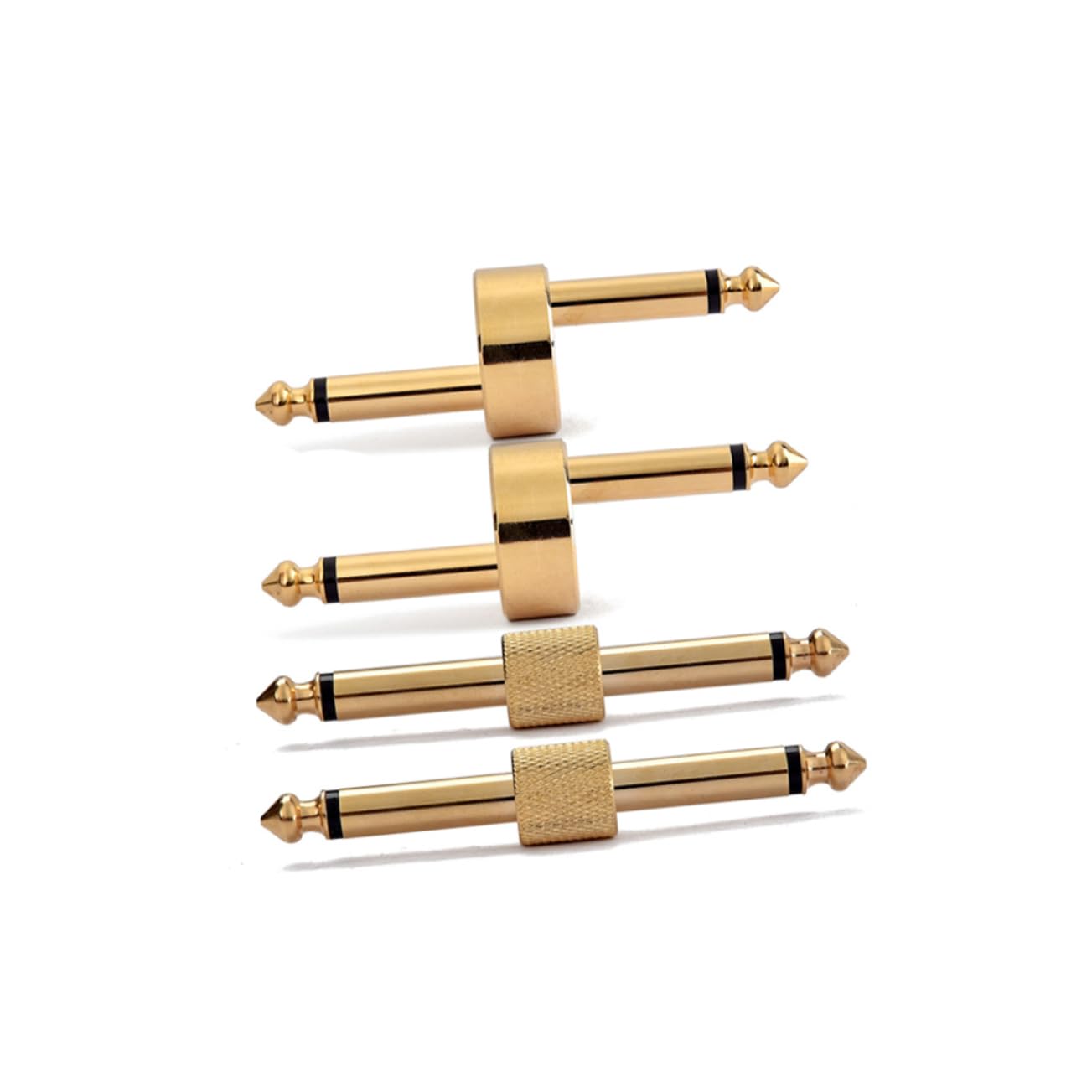 CIYODO 4pc Set Double Connector Patch Cables Guitar Pedals Adapter Male Plugs for Wiring and Converter Gold Plugs Oc499