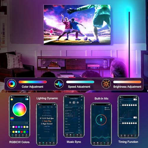 Image of Tyute LED Corner Floor Lamp, 68+ Scenes, 16 Million Colors Corner Light with App & Remote Control, Smart RGB Ambient Lighting with Music Sync, Mood Lighting for Bedroom, Living Room, Gaming Room