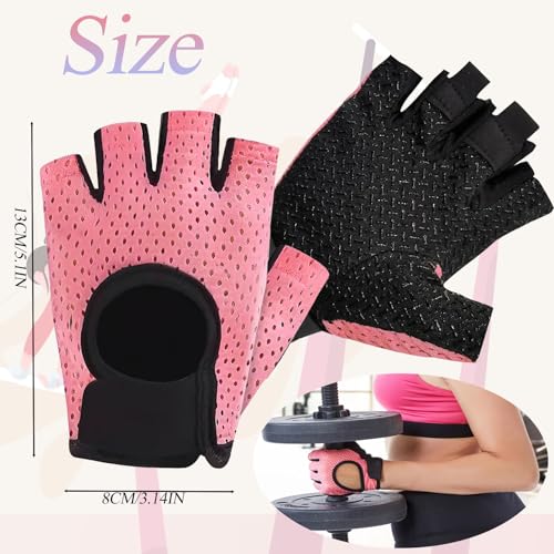 Weight Lifting Gloves Gym Gloves Women Non-Slip Weight Lifting Gloves Women, Breathable Ladies Gym Gloves Adjustable Weight Training Gloves for Fitness, Exercise, Training, Hanging, Yoga (Pink) - Image 4