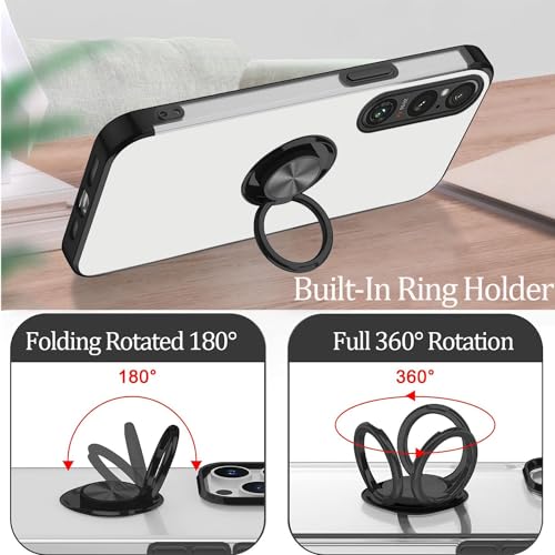 Coque Sony Xperia 1 V antichoc noire avec support magnétique intégré
