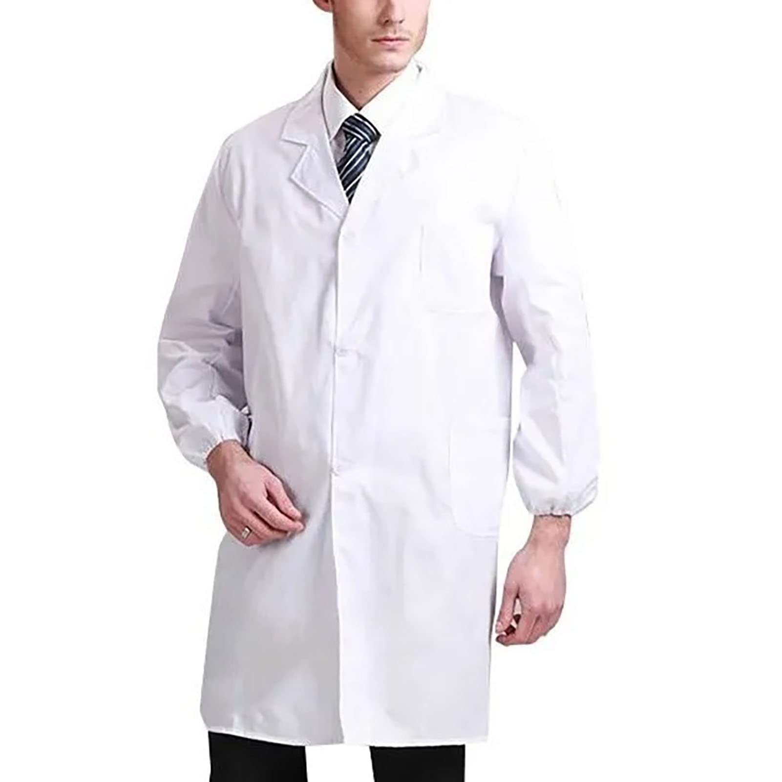 Yinhing de Laboratorio Profesional de Manga Larga para Hombre y Mujer, de Laboratorio Blanca de Algodón con Puños Elásticos para Farmacia Clínica Hospitalaria
