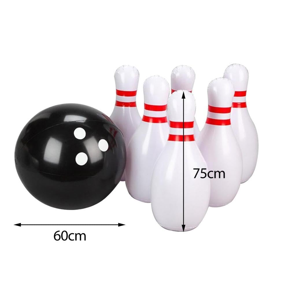 Bowling Set mit Hölzernen Rasseln, Lernspielzeug für Die Rasenentwicklung, Sportspiele für Den Garten