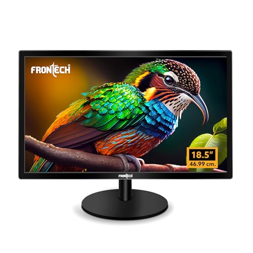 Image of FRONTECH 18.5 Inch HD LED Monitor | Refresh Rate 75 Hz, 1366 x 768 Pixels | Slim & Stylish Design with 220 Nits Brightness | HDMI & VGA Ports, Built-in Power Supply (MON-0006,Black)