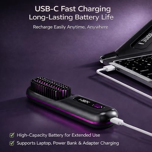 Cepillo alisador de cabello recargable USB-C miniatura 6