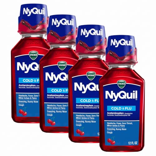 Vicks NyQuil Cough Nighttime Relief,Cherry Flavor, 12 Fl Oz (Pack of 4) - image 1