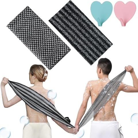 Blissal - Blissal Exfoliating Shower Towel, Blissal Exfoliating Towel, Blissal Shower Scrubber, Back Exfoliator Towel, Blissal Scrub Cloth, Blissal Towel for Men and Women (A (2Pcs)) Cover