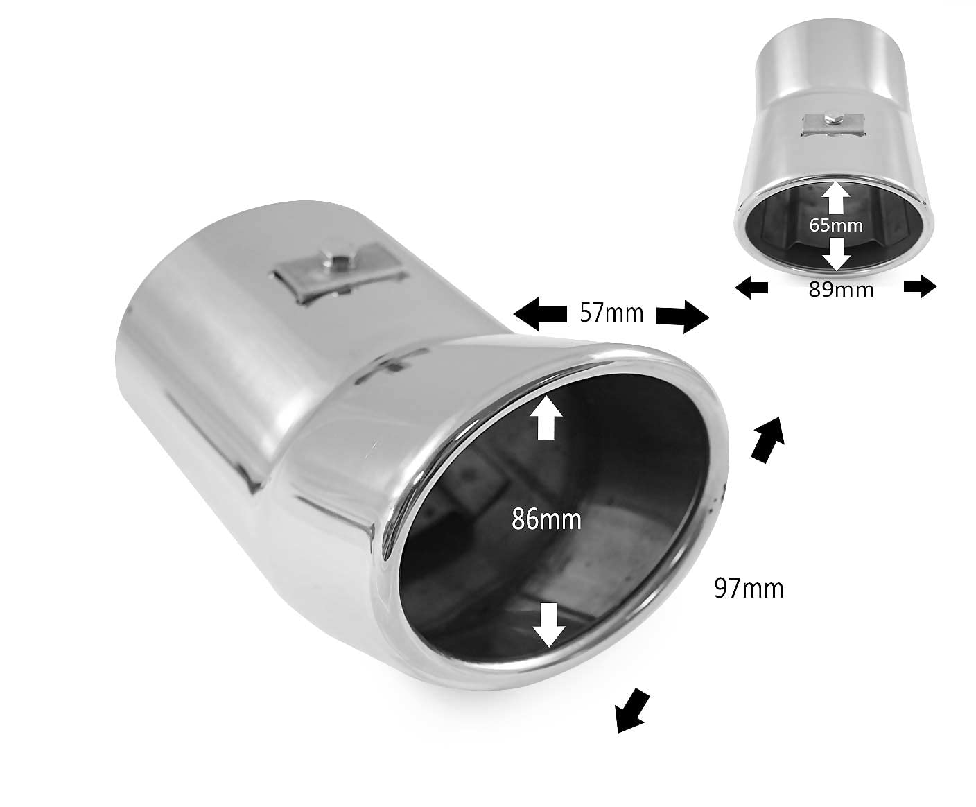 Exhaust Trim Tailpipe End Piece Exhaust Trim Silencer Sport Exhaust Universal Sound Vapour Sport Tuning Look Stainless Steel Oval Up To 56 Mm Chrome AutoHobby - View #4