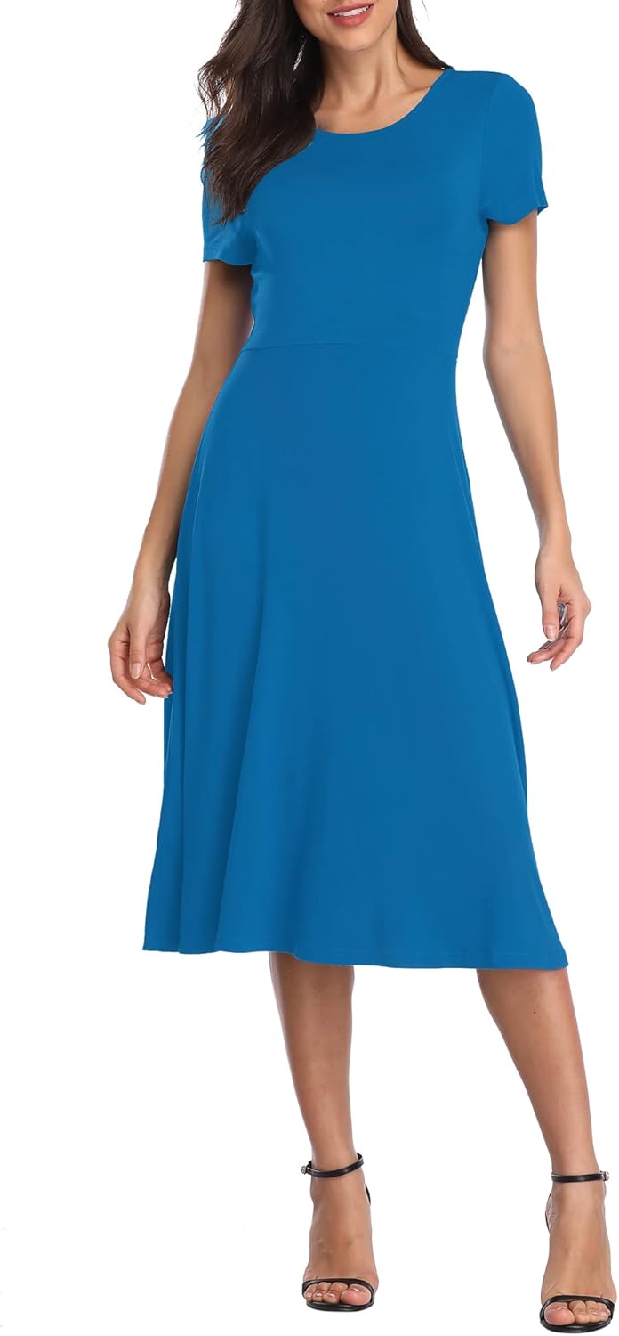 Urban CoCo Women's Floral Print Short Sleeve Flared Midi Dress - Image 2