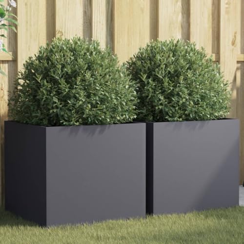 Xichuzi Jardineras 2 uds Acero Laminado en frío Antracita 49x47x46 cm, Huerto Urbano Terraza, Jardineras Exterior, Jardineria Maceteros, Mesa De Cultivo, Huerto En Casa - 841564