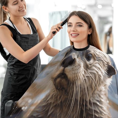 Capa para corte de cabello Otter Playing in The Water para hombre y mujer miniatura 5