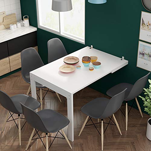 Fold Multifunctional Folding Table Wall-Mounted Dining Table Bar Table, Out Convertible Into Photo Frame, White (120 80 75Cm / 47.2 31.5 29.5In) #TOP4