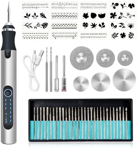 Penna per incisione elettrica, ricaricabile tramite USB, senza fili, kit portatile penna per incisione, strumento per incidere su vetro, legno, plastica, metallo, pietra