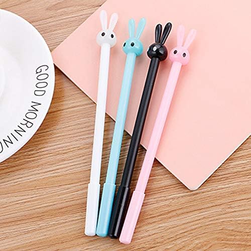 SITAKE 12 Pcs Cute Kawaii Fun Pens, 0.5mm Cartoon Rabbit Bunny Black Ink Writing Gel Ballpoint Pens, Korean Japanese Stationery School Supplies for Teen Girls Women Gifts (Long-eared bunny)
