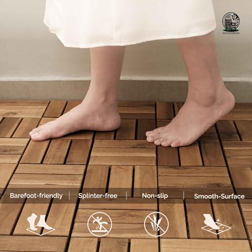 Pack of 10 Patio Flooring Tiles Outdoor Deck Tiles 12"x12" – Interlocking Patio Deck Tiles, Waterproof Patio Tiles Outdoor, Pavers for Outside Patio, Snap-Together Balcony Floor Tiles for Pool by Outdooresta - Image 2