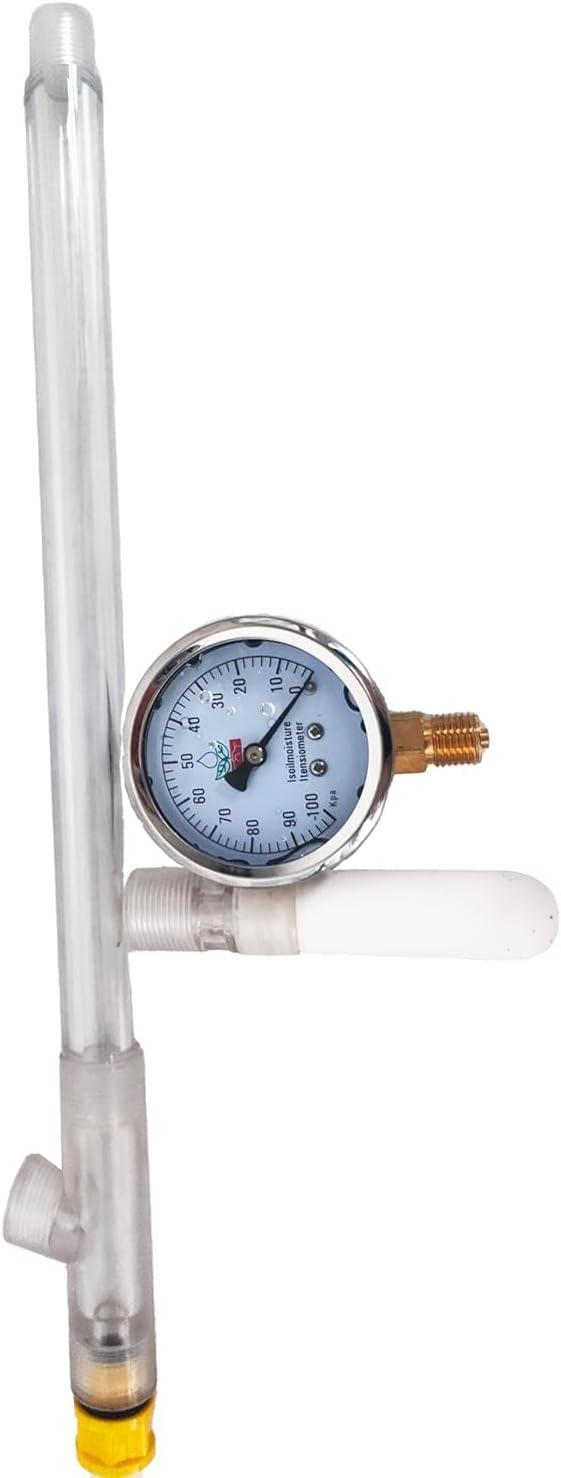 Portable Soil Tension Tester Soil Tensiometer with 2 Ceramic Heads Length 45cm Testing Range 0-1 Bar (1 Bar = 100 Kpa)