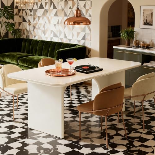 Tribesigns Modern White Dining Table for 4-6 People, 63' Large Rectangle Kitchen Table with Arch Design Legs, Dinner Table Kitchen & Dining Room Furniture