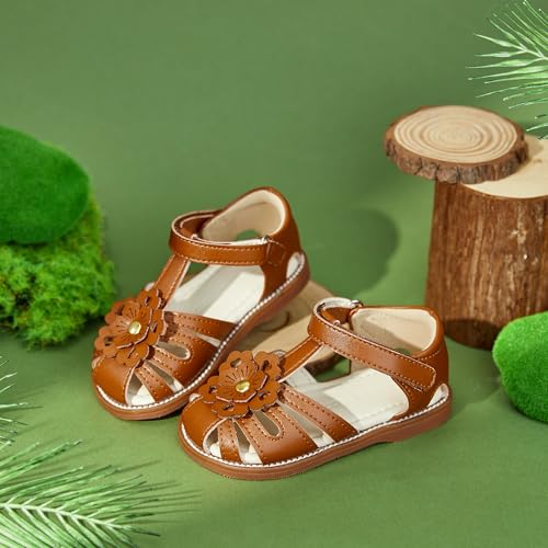 Felix & Flora Toddler Girls Sandals Soft Rubber Princess Flat Shoes Summer Flower Girl Shoes3