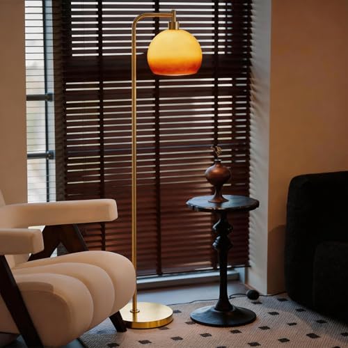 AUGsea 67 Soft Glow Art Deco Floor Lamp - Metal Pole Sunset Glass Lamp Pedal Switch & E26 Bulb Perfect for Bedroom Living Room Office Scandinavian/Minimalist/Contemporary Interiors