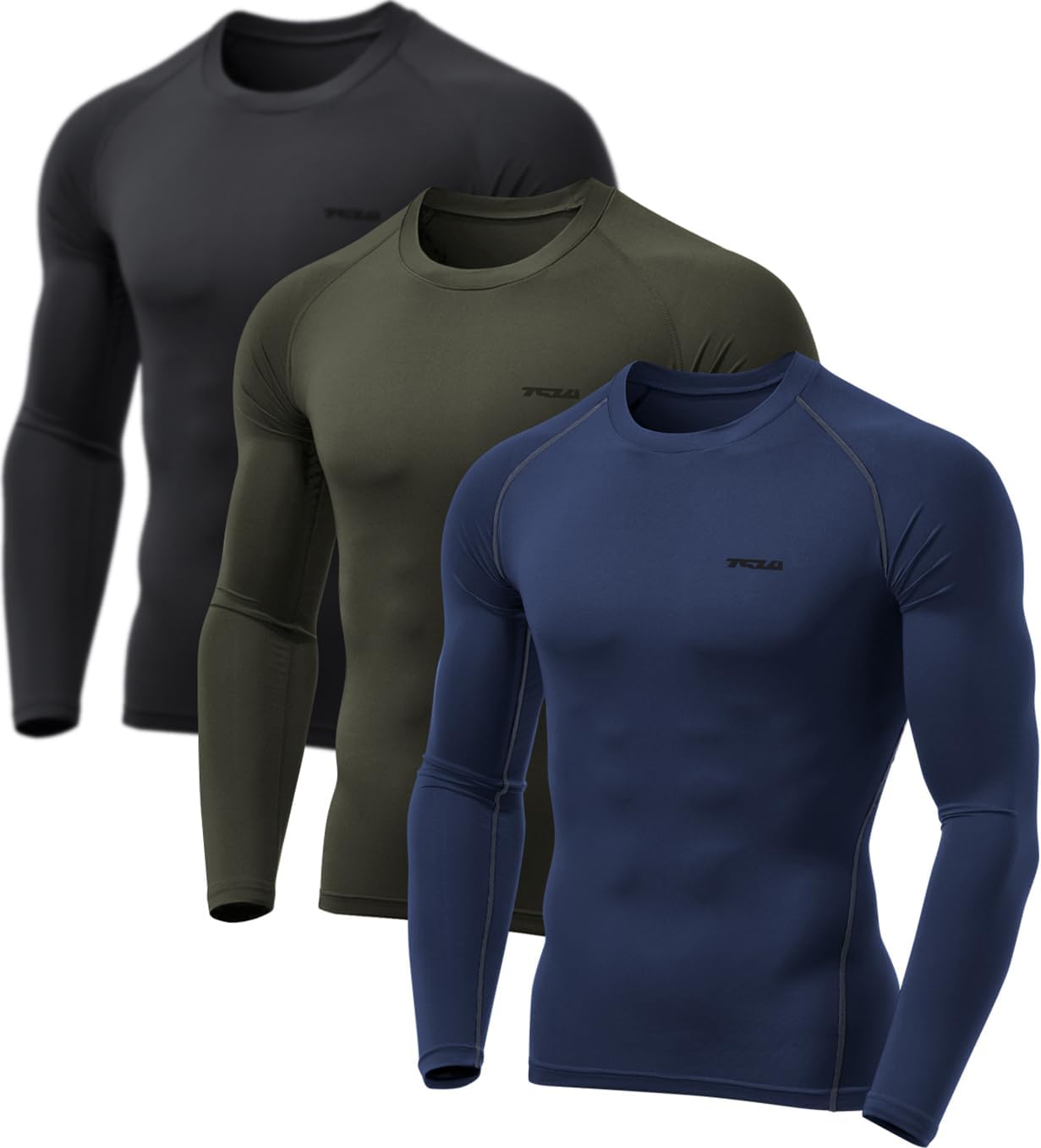 TSLA Men's UPF 50+ Compression Shirts, Cool Dry Long Sleeve Athletic Tops, Sports Baselayer Workout Shirt - Image 3