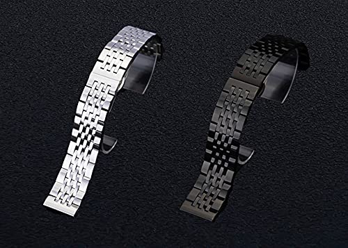 Bracelet de montre acier inoxydable solide maillons sept perles boucle papillon - 2