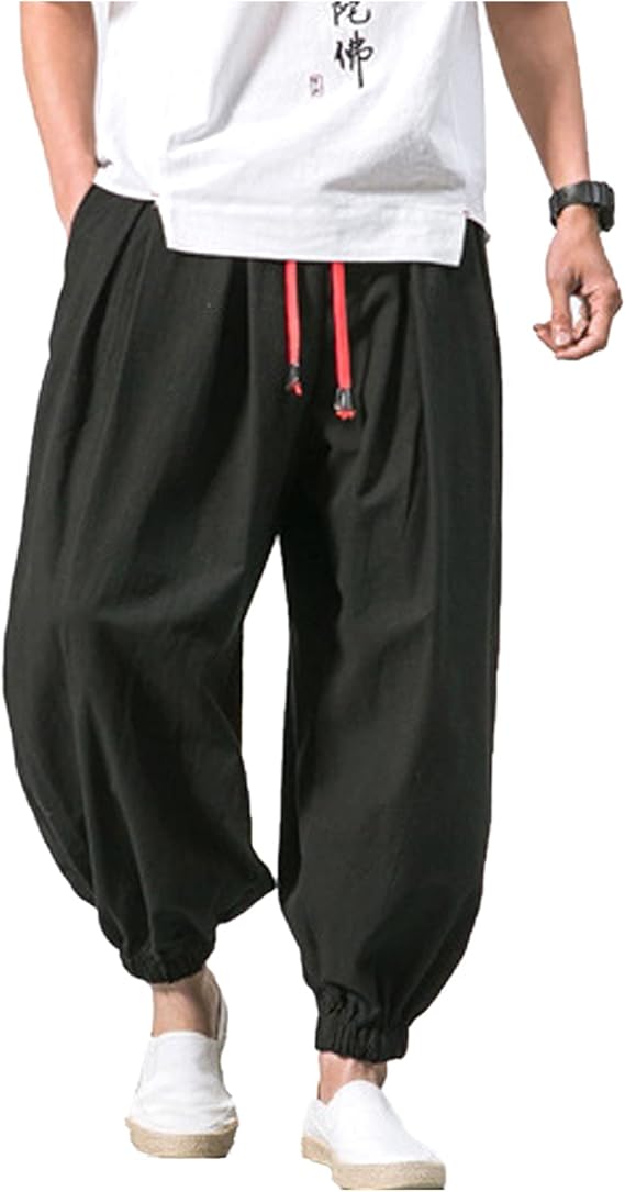Amazon オーバーザムーン サルエルパンツ メンズ 大きいサイズ 無地 ウエストゴム 紐 M Xl ロングパンツ 通販