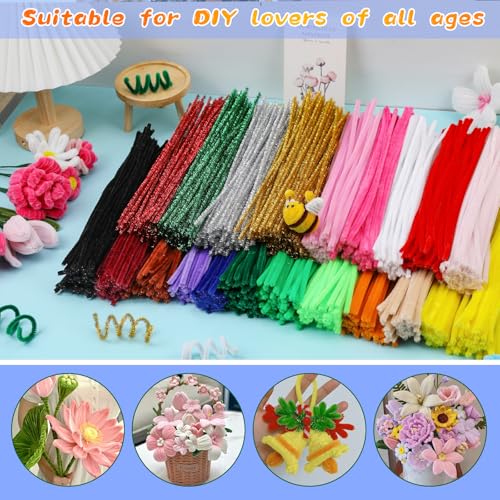Image of 100Pcs Pipe Cleaners, Royal Blue Chenille Stems for Flowers Making