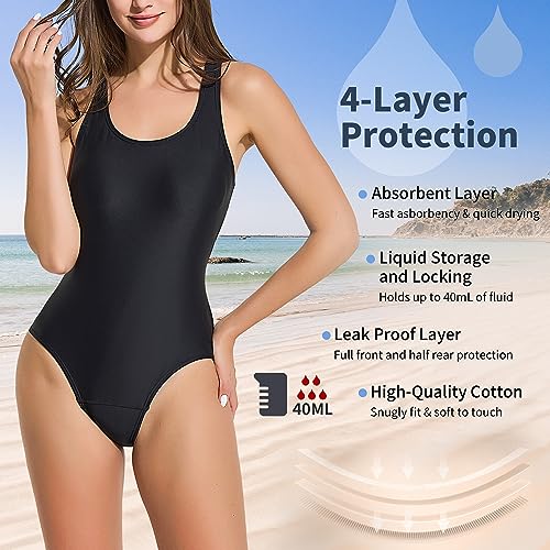 Leakproof Period Monokini Swimsuit for Women – 12-Hour Protection – 3 Styles: Drawstring, Seamless, Cross-Back4