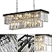 Weesalife Crystal Chandeliers for Dining Room 11-Light Black Modern Chandelier Rectangle Contemporary Pendant Light Fixture for Kitchen Island Bar L33.5 Inch