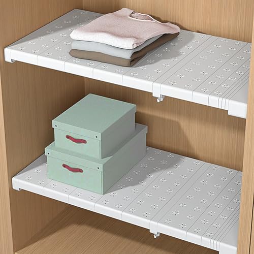 Estante Extensible Ajustable para Armario, Separador de Armario, Divisor de Ropa, Barra de Tensión para Bricolaje, Cocina, Baño, Organizador (Acero al carbono,42 cm de ancho,41-52 cm de largo)