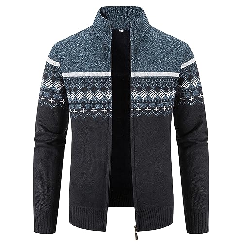 Men's Winter Cardigan Sweaters Slim Fit Stand Collar Knitted Full Zip Sweaters Fall Outerwear