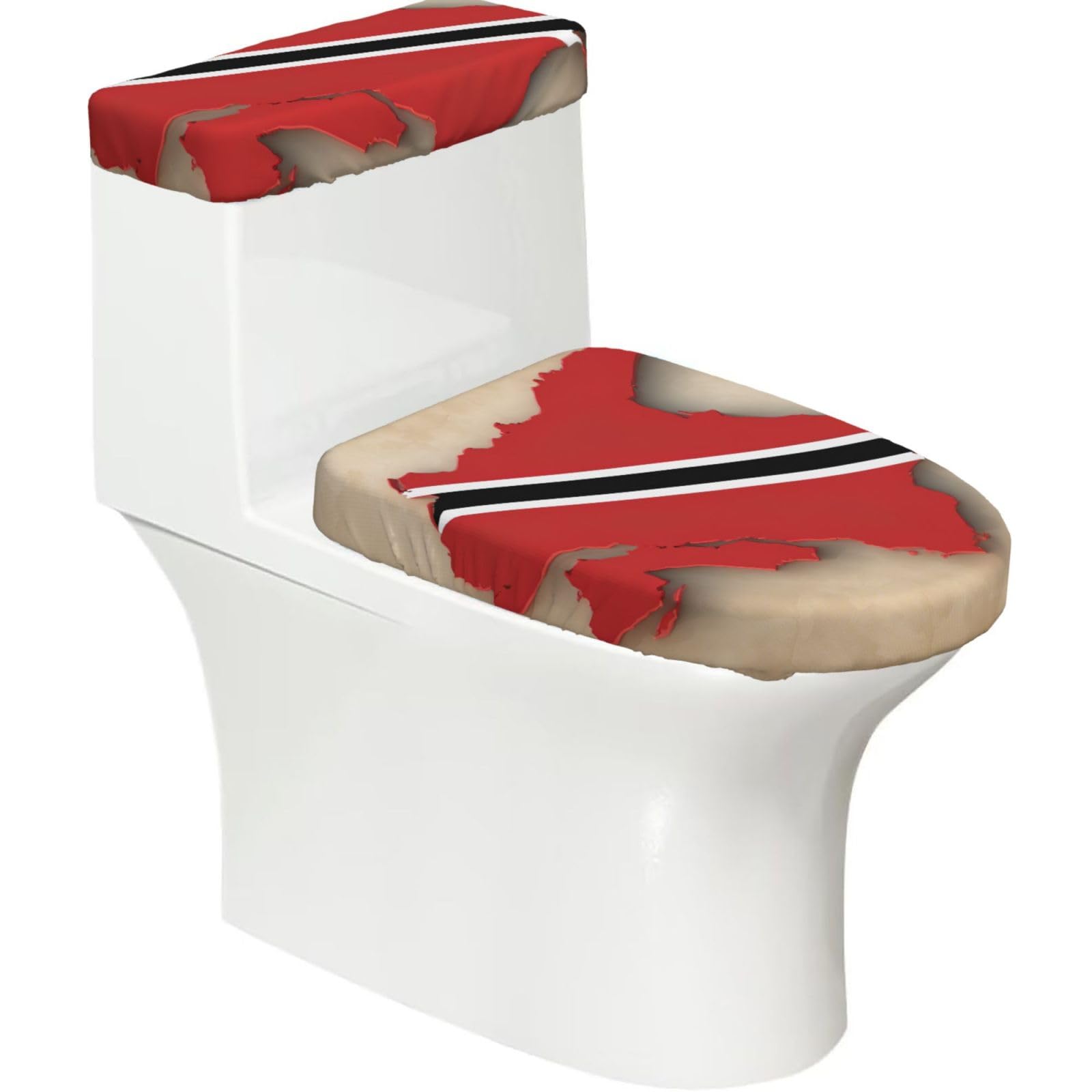 Trinidad And Tobago Map 02 Print Bathroom Decor Toilet Lid Cover And Tank Covers, Restroom Accessories Fits Most Round