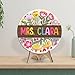 LOGGOL Personalized 3D Teacher Door Hanger, Gift for Teacher, Custom Teacher Name Sign Plate for Desk, Floral Teacher Name Door Hanger, Classroom Decor, Back to School Gift, Teacher Welcome Sign