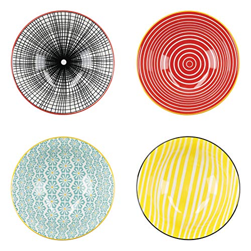 KitchenCraft Patterned Cereal Bowl Set in Gift Box, 4 Ceramic Bowls Ideal for Ice Cream, Soup and More, 'Monochrome' Designs, 15cm – Ansicht 2