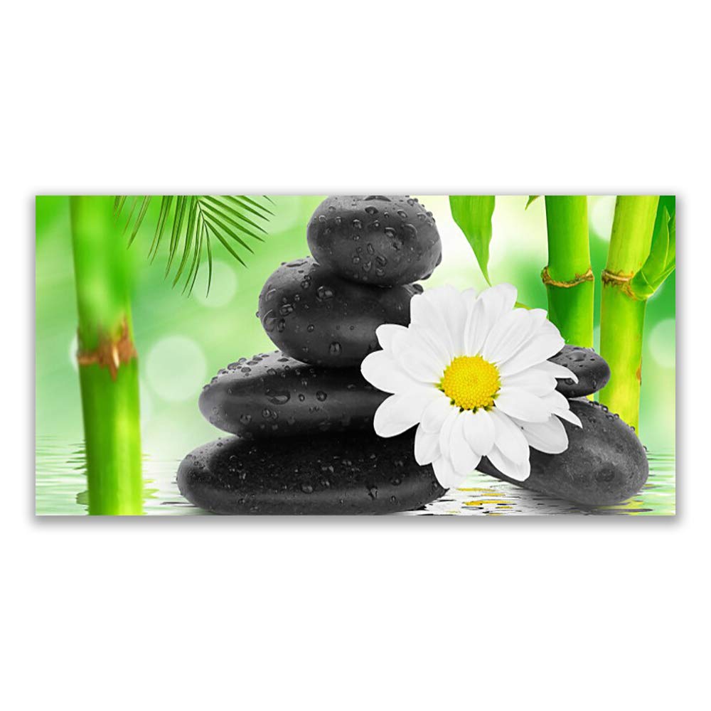 Tableau en verre trempé 120x60cm Tulup - Déco murale moderne design art pierres bambou