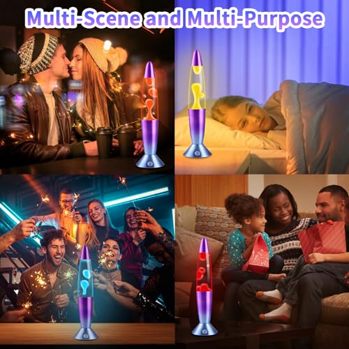 Image of Liquid Motion Lamps with Remote, 17 Colors Changing Night Light 13.5 Inch RGB LED Table Lamp Relaxing Lamp for Kids Adults, LED Night Lights Lamp for Home Decor Christmas,White Wax Purple Base