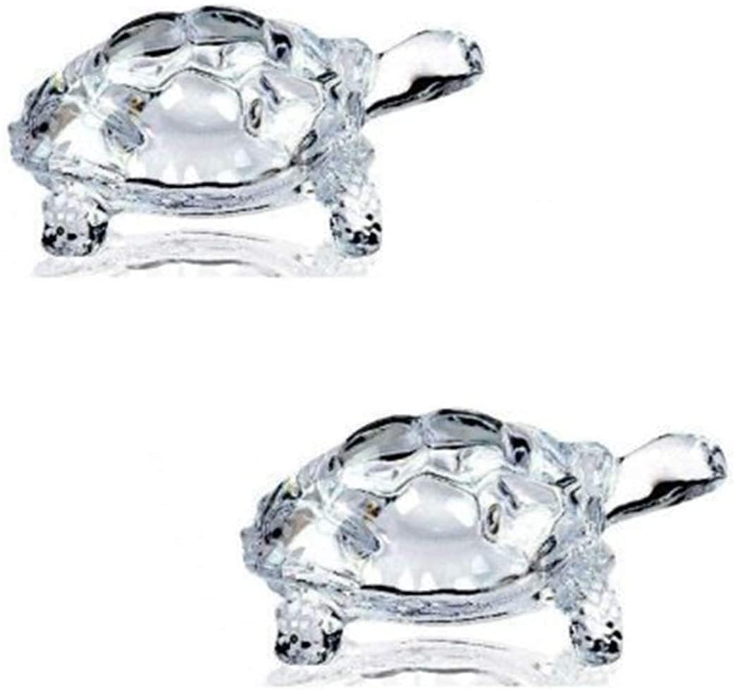 Pamlay Crystal Glass Turtle-Tortoise For Feng Shui And Vastu/Feng Shui Glass Turtle Tortoise Showpiece Gift, Turtle Statues & Figurines - Pack Of 2