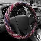 15 inch New Baja Blanket Car Steering Wheel Cover Universal Fit Most Cars Bell Automotive Red Ethnic Style Coarse Flax Cloth