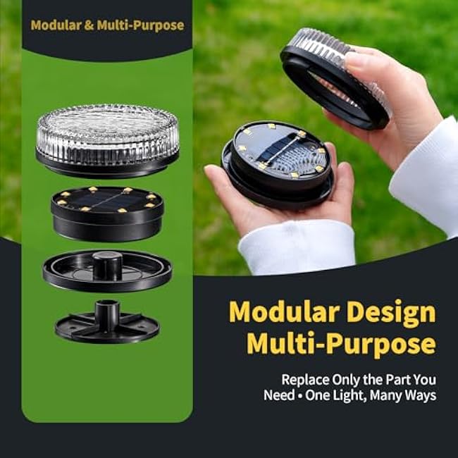 Glass Solar Step Lights with Wave Style, Modular-Design Waterproof Outdoor Fence Lights for Stairs Step Yard Patio Garden Wall Pathway, Decorative Patio Table Lighting, Warm White (2 Pack)