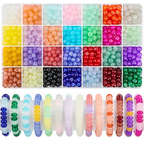 shynek 1120 Pieces Rondelle Beads for Jewelry Making 28 Colors Glass Abacus Beads Spacers for Bracelets Jewelry Making and DIY Crafts 5x8mm