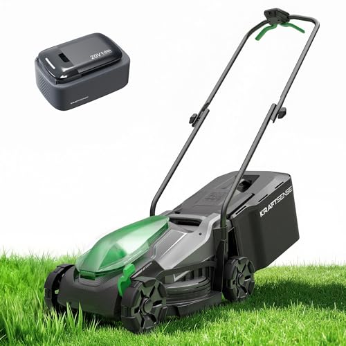 Image of 13.5 inch Cordless Lawn Mower, 20V Lightweight Push Mower with 5.0Ah Battery, Ultra-Quiet Motor for Small Yards, Lawn Care, Backyard Maintenance