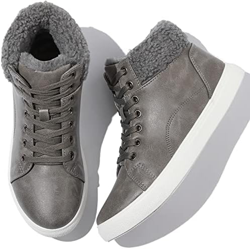Adokoo Ankle Boots For Women Winter Boots High Top Sneakers Combat Boots Lace Up Short Booties Snow Boot
