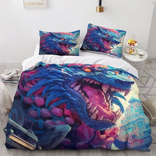 Parure de lit dragon 3D idée cadeau originale en microfibre douce king size - 4