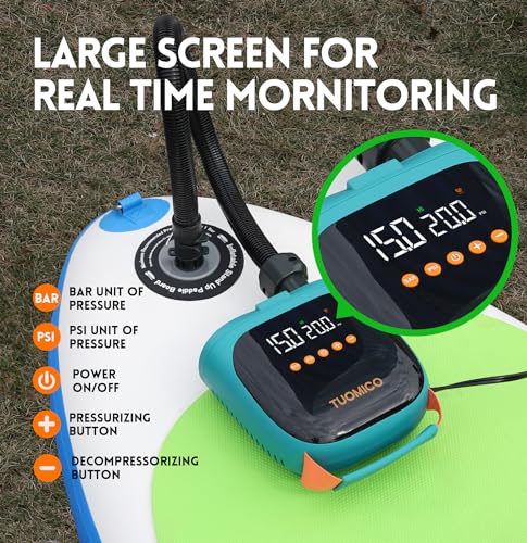 Tuomico 20Psi Paddle Board Pump Sup Air Pump Electric Portable Inflator & Deflator, Auto-Off, Mini Compressor For Inflatable Stand-Up Paddleboard Kayak Wing Kite With 12V Dc Car Plug-In Adapter thumb #4
